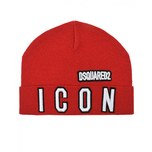 Красная шапка с вышивкой &quot;Icon&quot; Dsquared2 | Фото 1