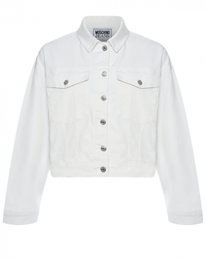 Укороченная джинсовая куртка, белая Mo5ch1no Jeans | Фото 1