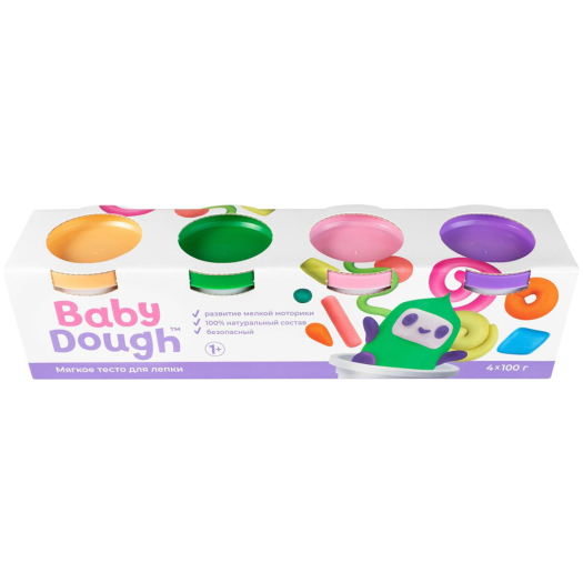Набор №3 тесто для лепки 4 цвета BabyDough | Фото 1