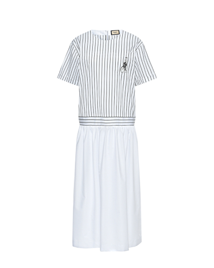 Платье в полоску юбка макс, белое Shatu | Фото 1