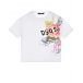 Белая футболка с цветочным принтом и лого Dsquared2 | Фото 1