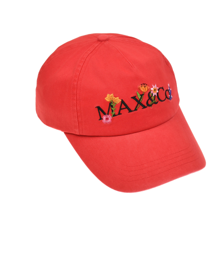 Бейсболка с логотипом и вышитыми цветами, красная Max&Co | Фото 1