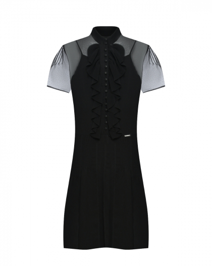 Платье с рюшей, черное Dsquared2 | Фото 1