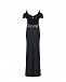Платье со вставкой из гипюра, черное Alberta Ferretti | Фото 6