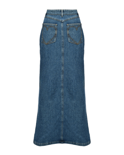 Юбка макси с имитацией &quot;задом наперед&quot;, голубая Mo5ch1no Jeans | Фото 1