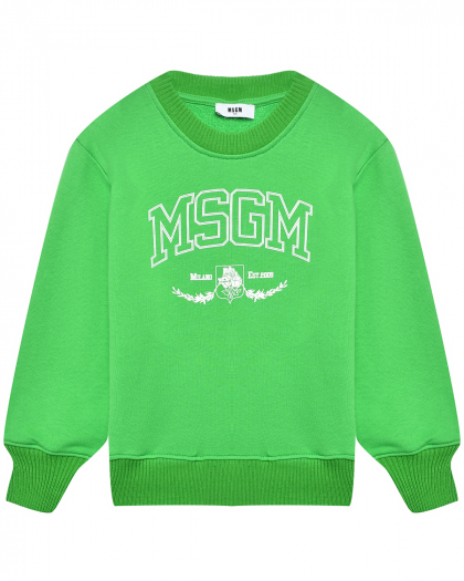 Свитшот с принтом логотипа, зеленый MSGM | Фото 1