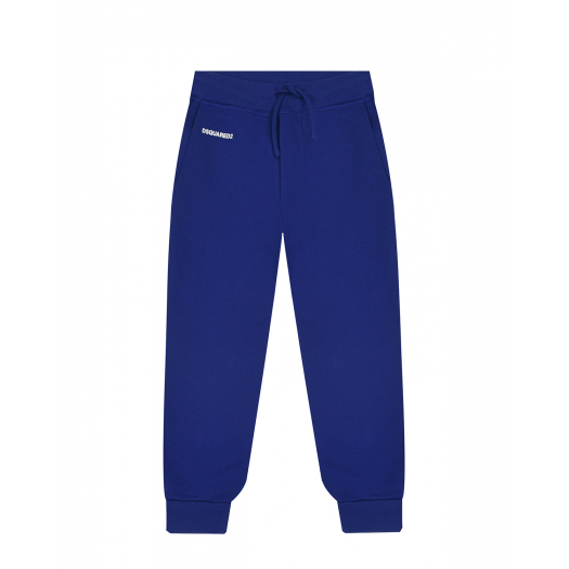 Синие спротивные брюки с белым лого Dsquared2 | Фото 1