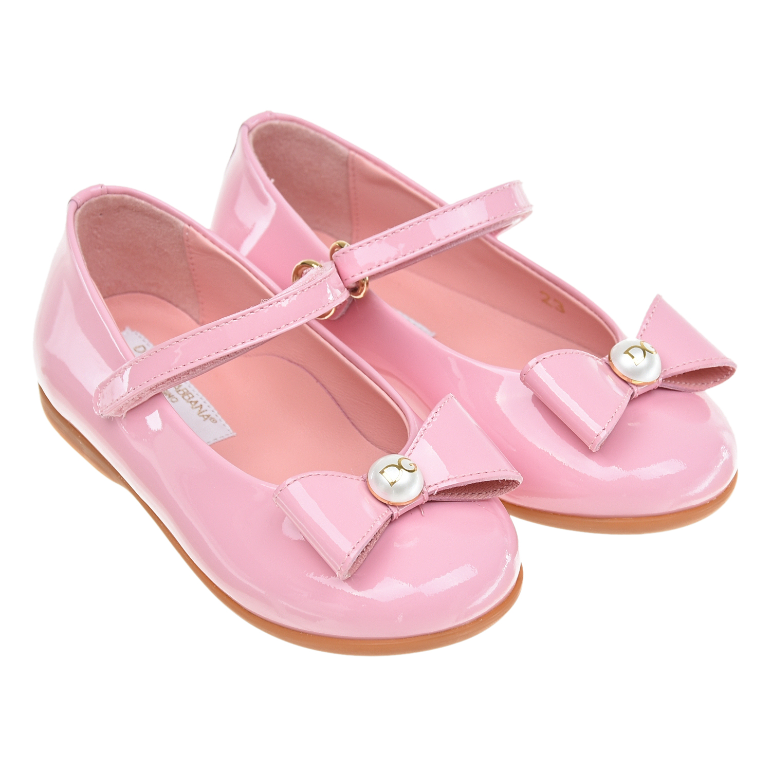 Розовые лакированные туфли с бантом Dolce&Gabbana детские - фото 1