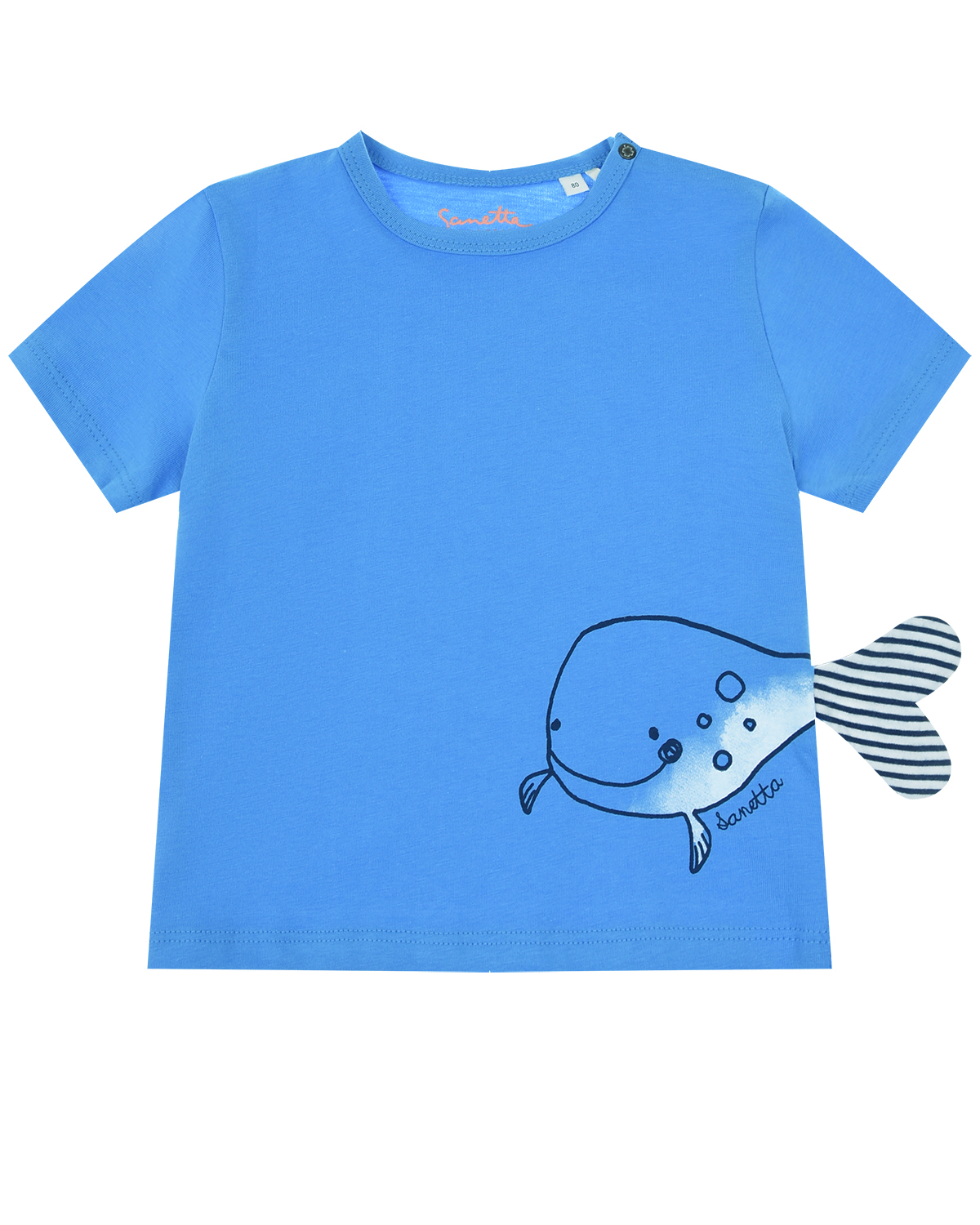 Синяя футболка с принтом "Кит" Sanetta Kidswear детская - фото 1