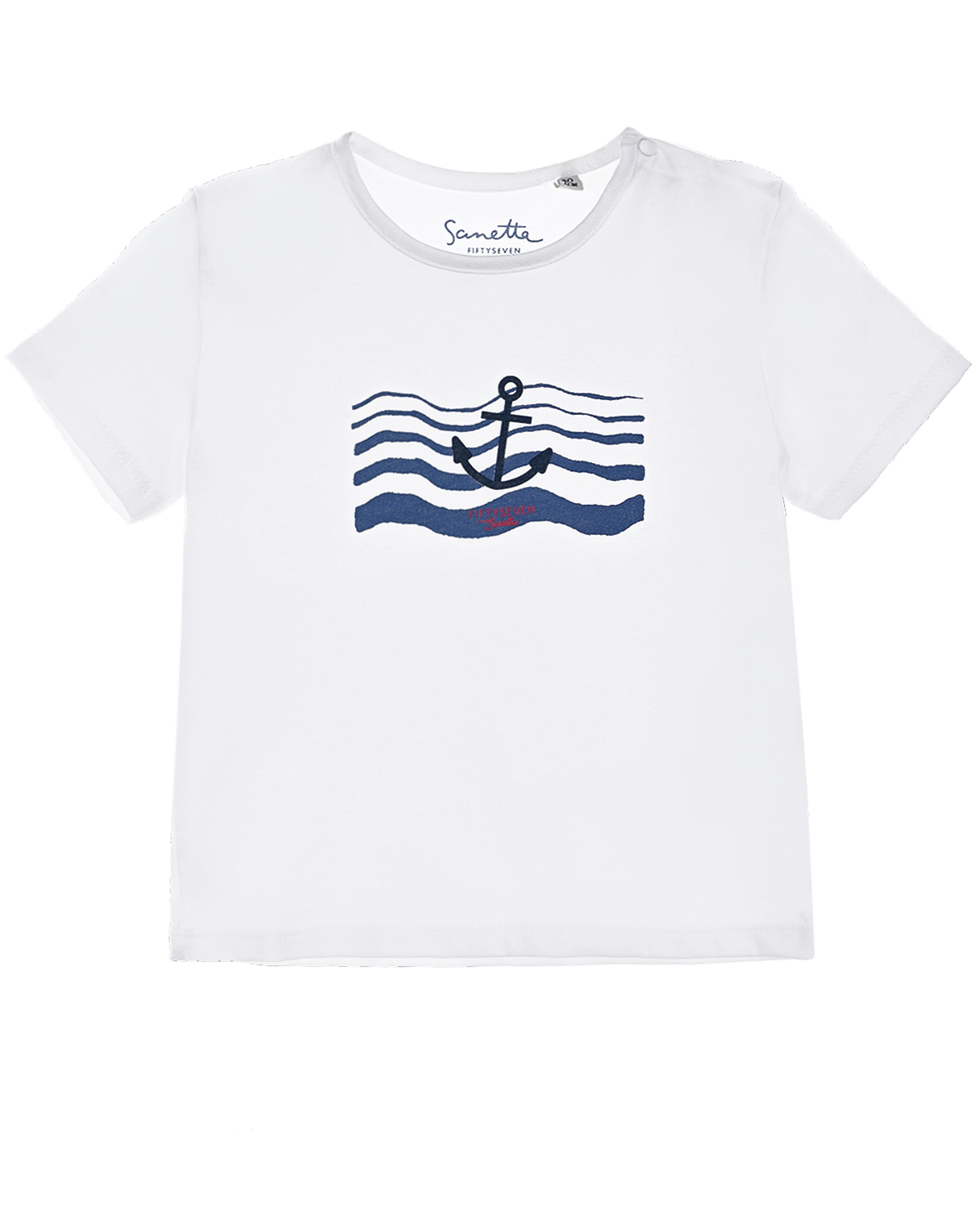 Белая футболка с морским принтом Sanetta fiftyseven детская, размер 68, цвет белый - фото 1