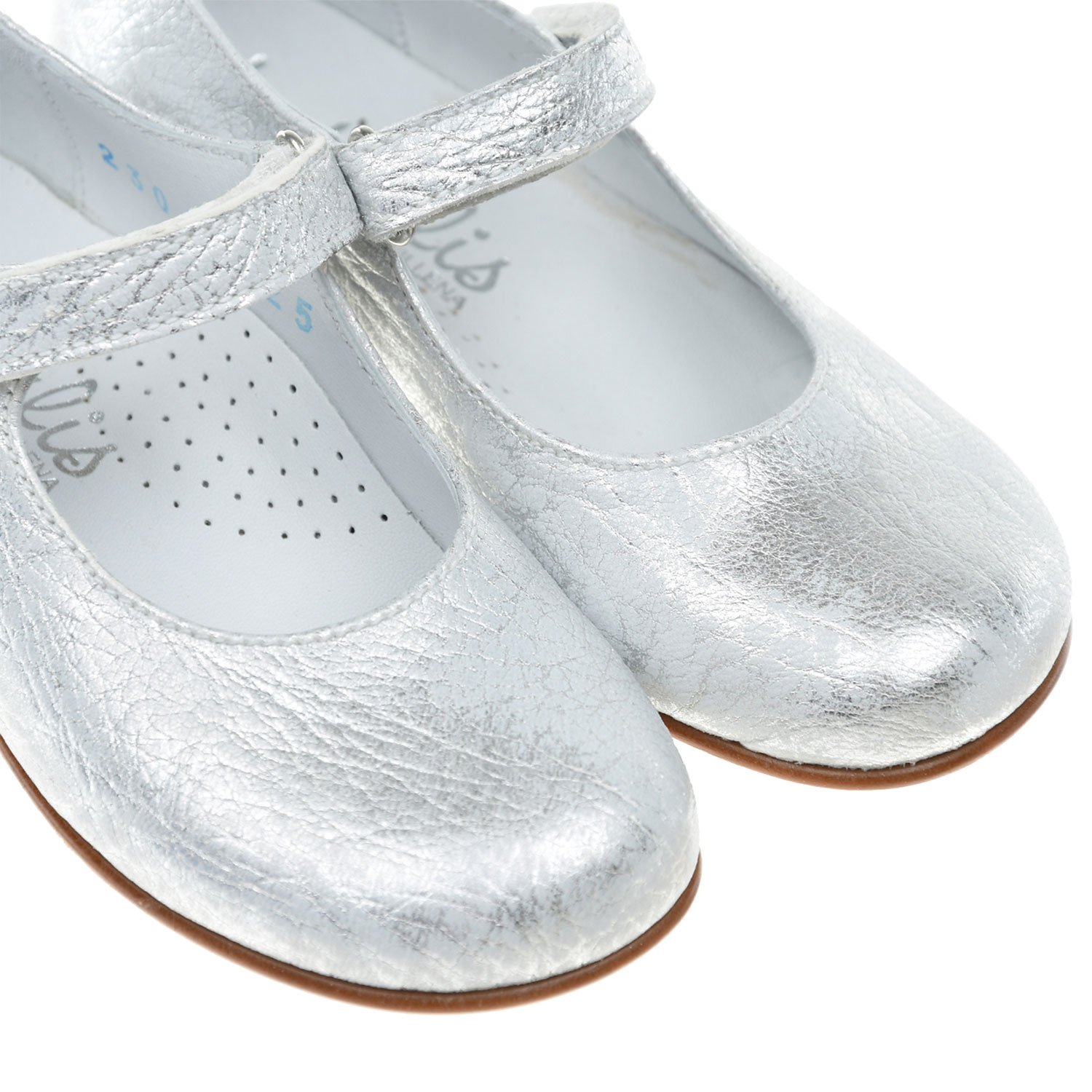 Серебристые туфли из кожи на липучках Beberlis детские - фото 6