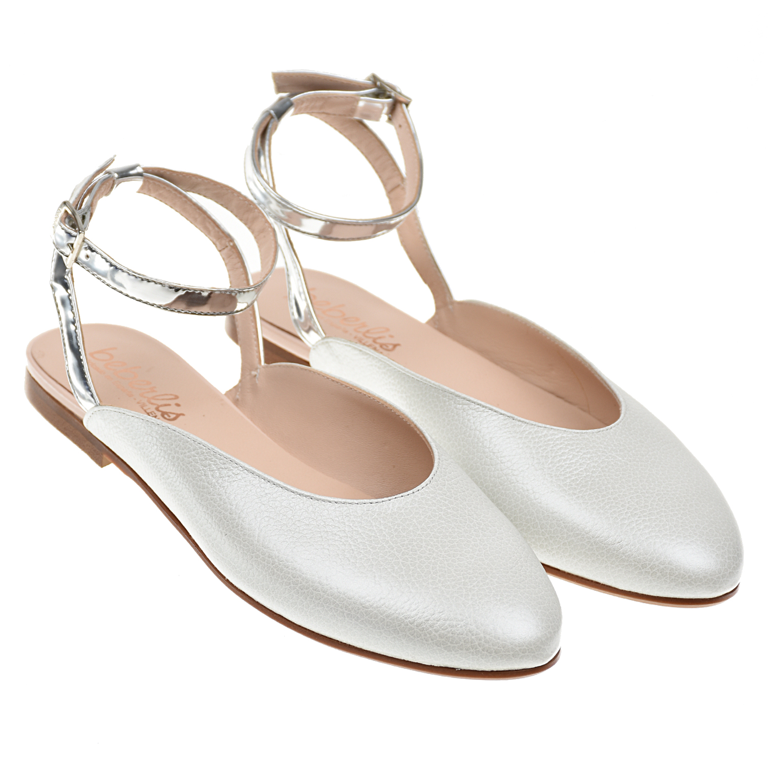 Белые туфли с серебристым ремешком Beberlis детские, размер 35, цвет белый - фото 1