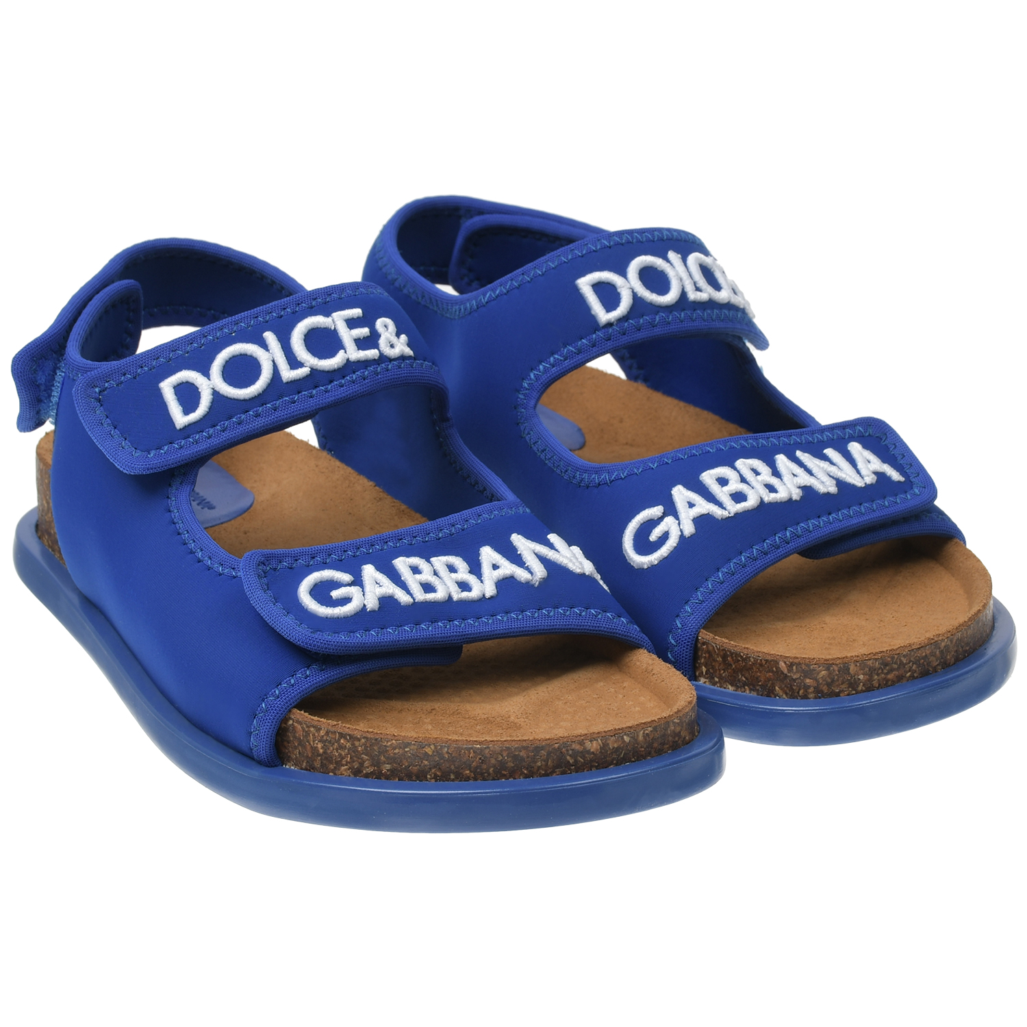 Ярко-синие сандалии с белым лого Dolce&Gabbana синие базовые джинсы dolce