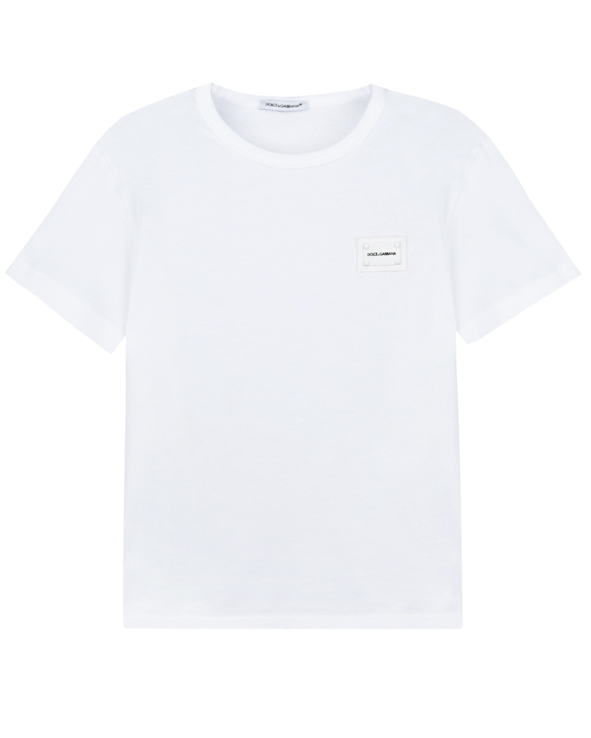 Однотонная футболка с логотипом на патче Dolce&Gabbana детская, размер 110, цвет белый - фото 1