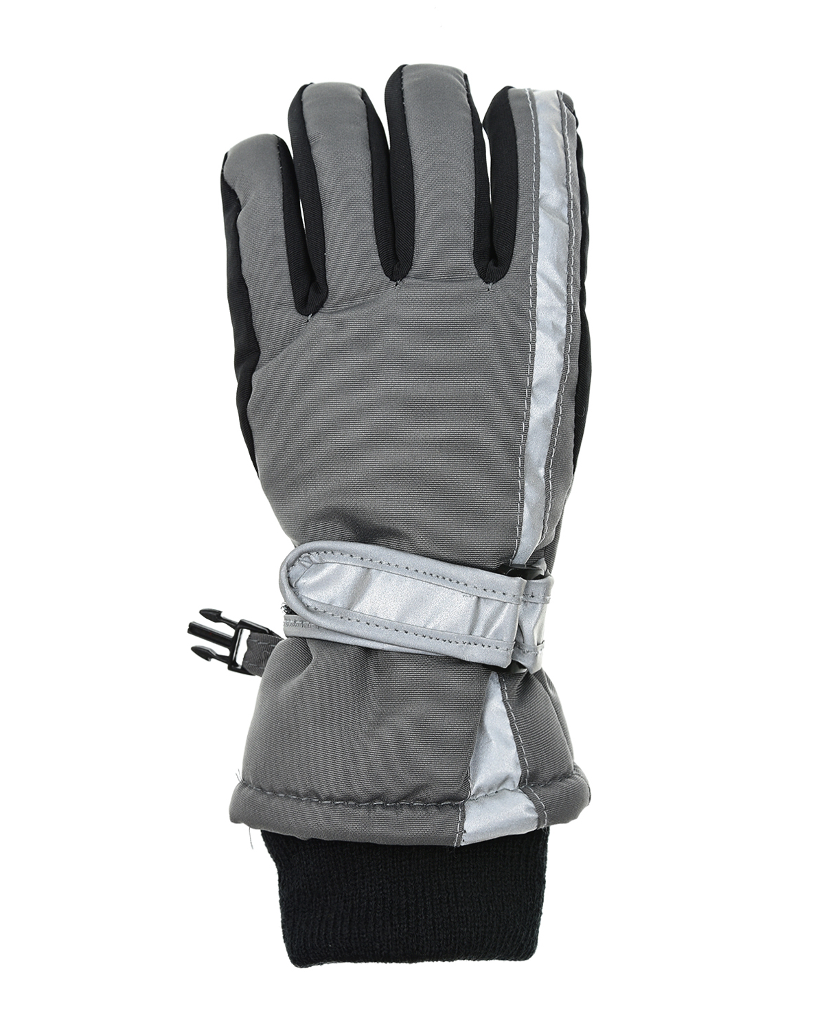 Серые непромокаемые перчатки со светоотражающими вставками MaxiMo детские, размер 2, цвет черный - фото 2