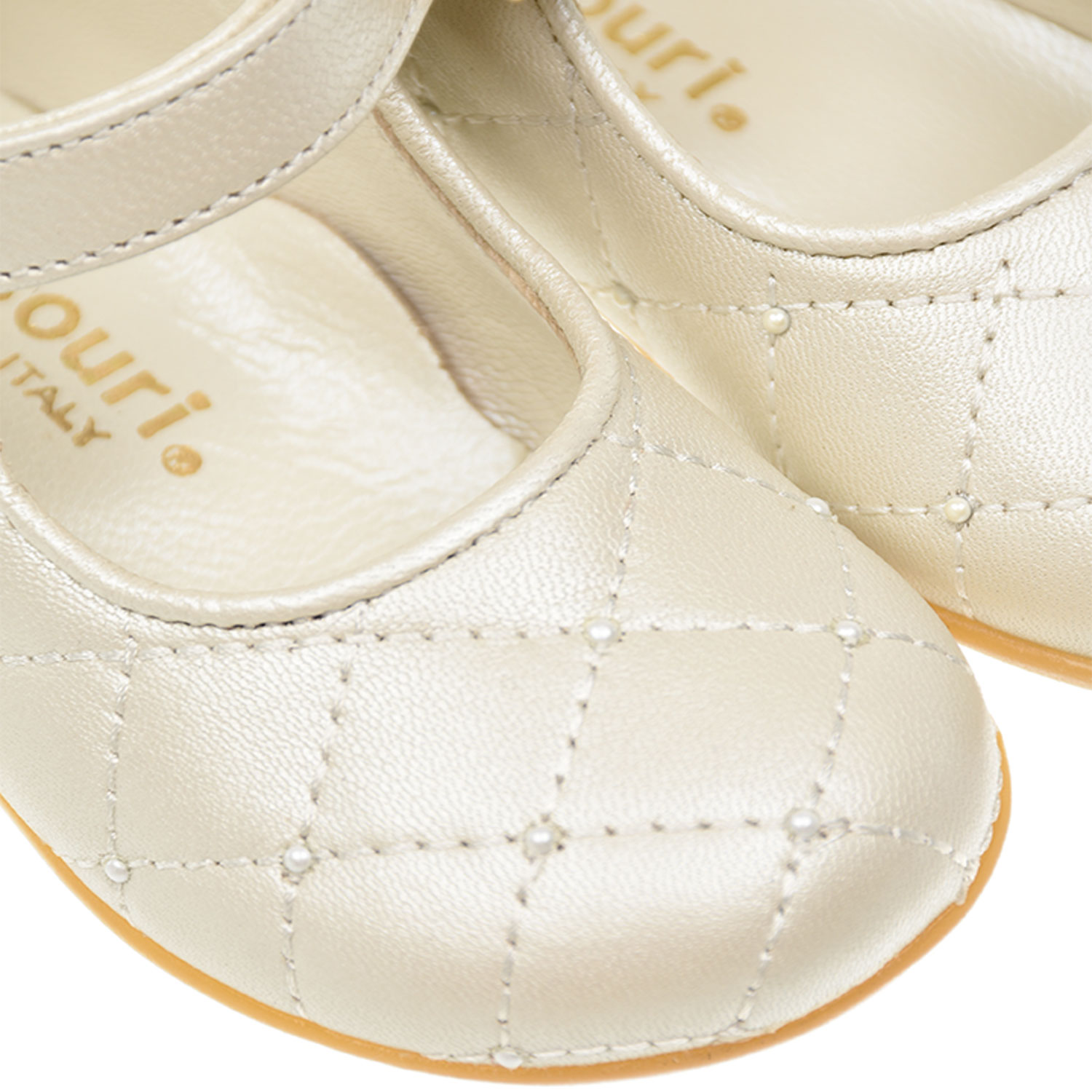 Кожаные туфли со стеганой отделкой Missouri детские, размер 19, цвет кремовый - фото 6