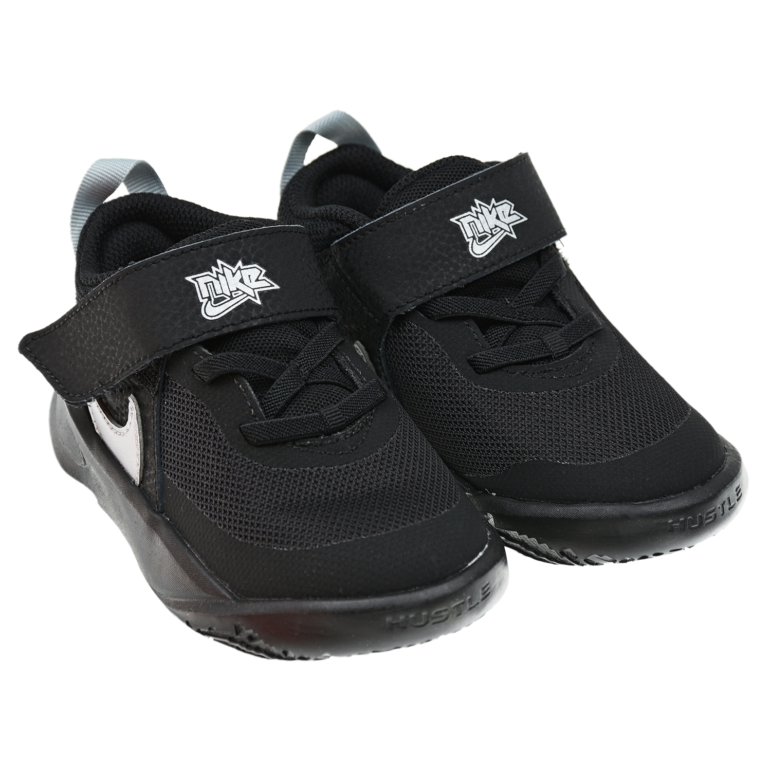 Черные кроссовки Team Hustle с логотипом Nike детские, размер 24, цвет черный