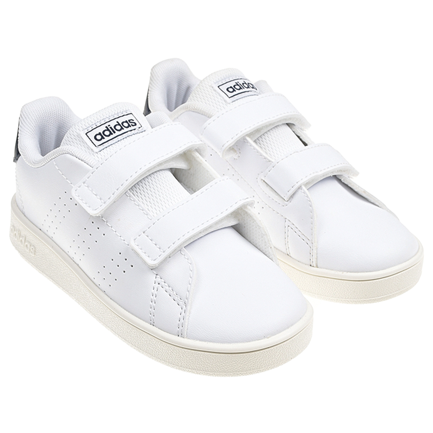 Белые кеды с двумя застежками велкро Adidas детские, размер 27, цвет белый - фото 1