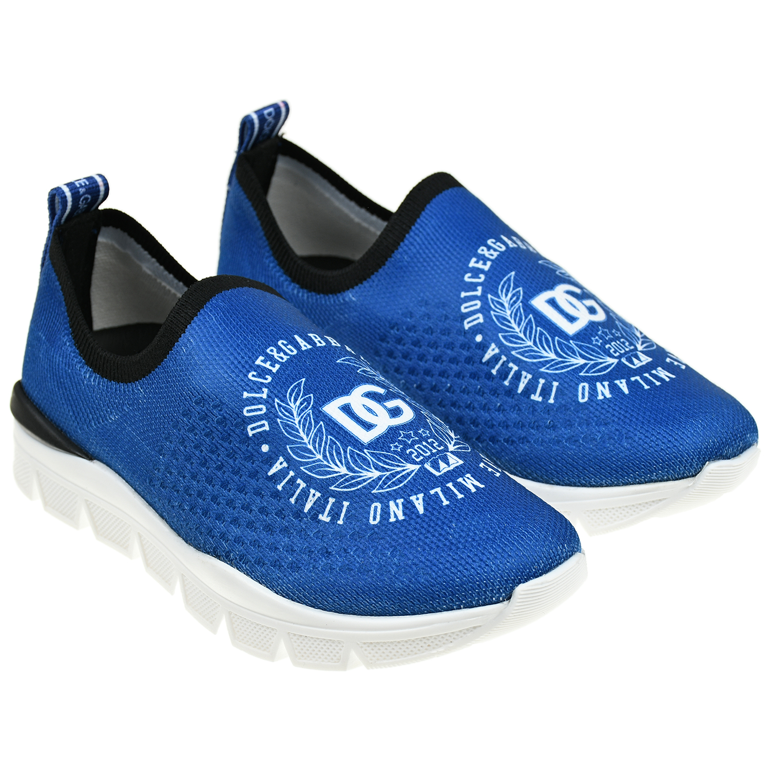Синие кроссовки-носки с логотипом Dolce&Gabbana детские, размер 27, цвет синий