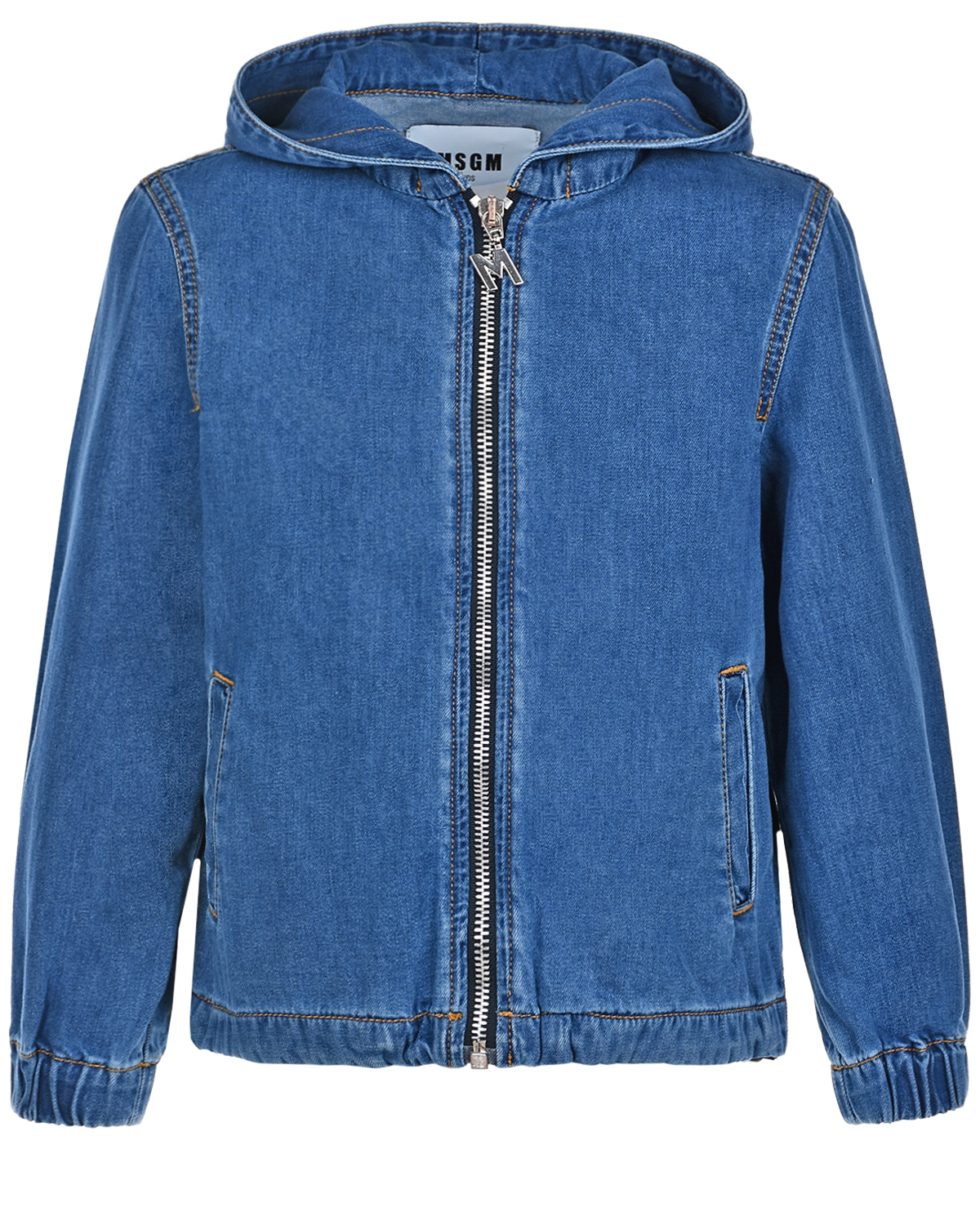 Джинсовая куртка на молнии MSGM детская, размер 128, цвет синий - фото 1