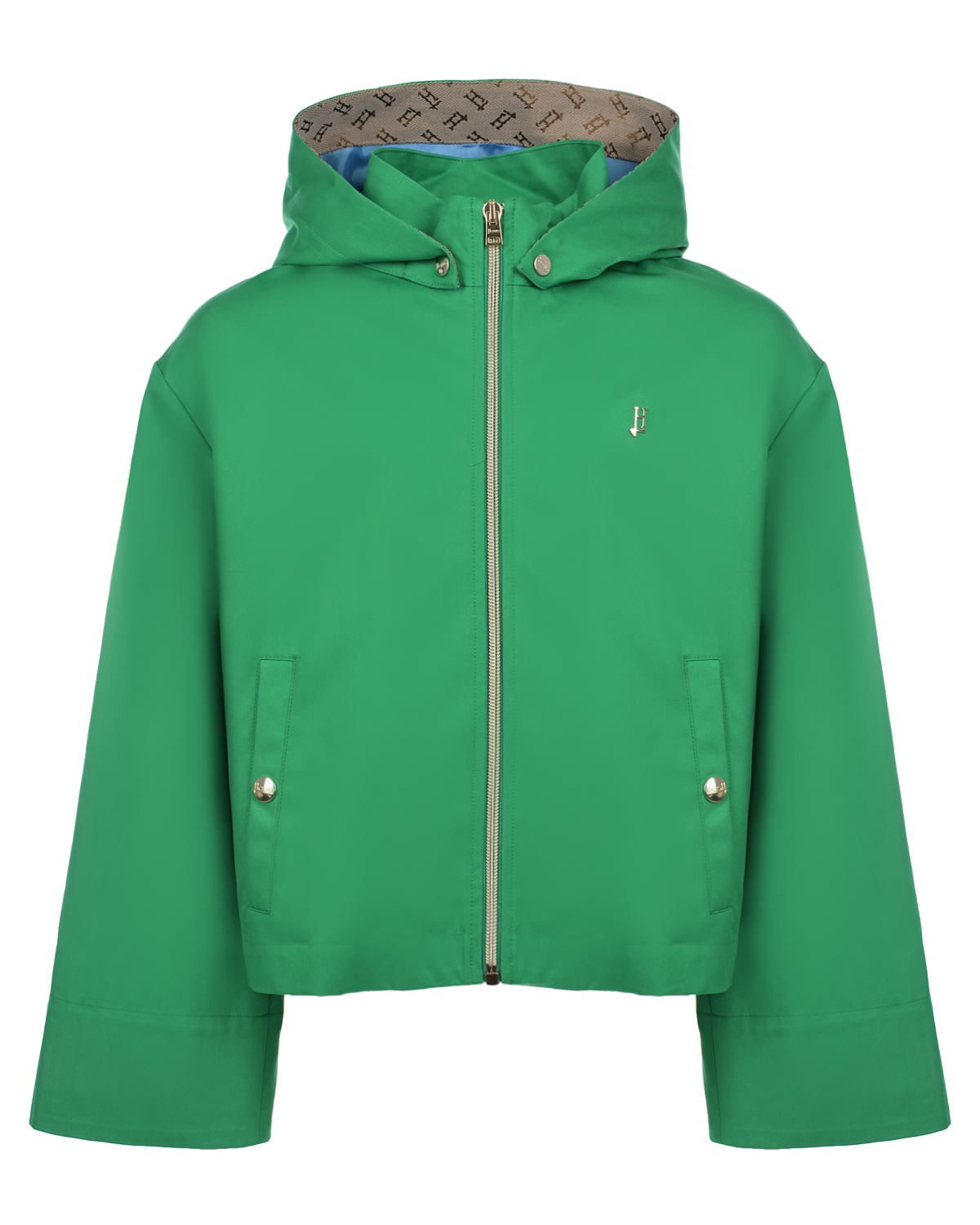 Зеленая ветровка с капюшоном Herno голубой глянцевый жилет herno детский