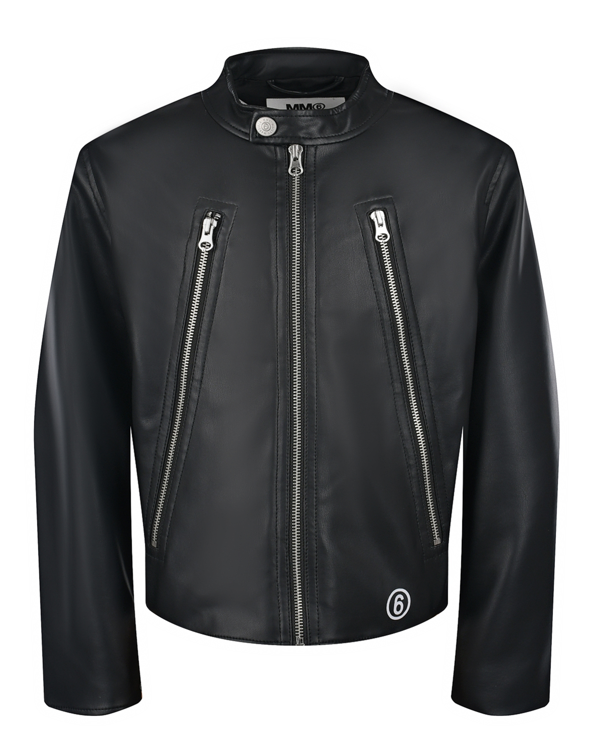 Черная куртка из эко-кожи MM6 Maison Margiela футболка базовая черная с лого mm6 maison margiela