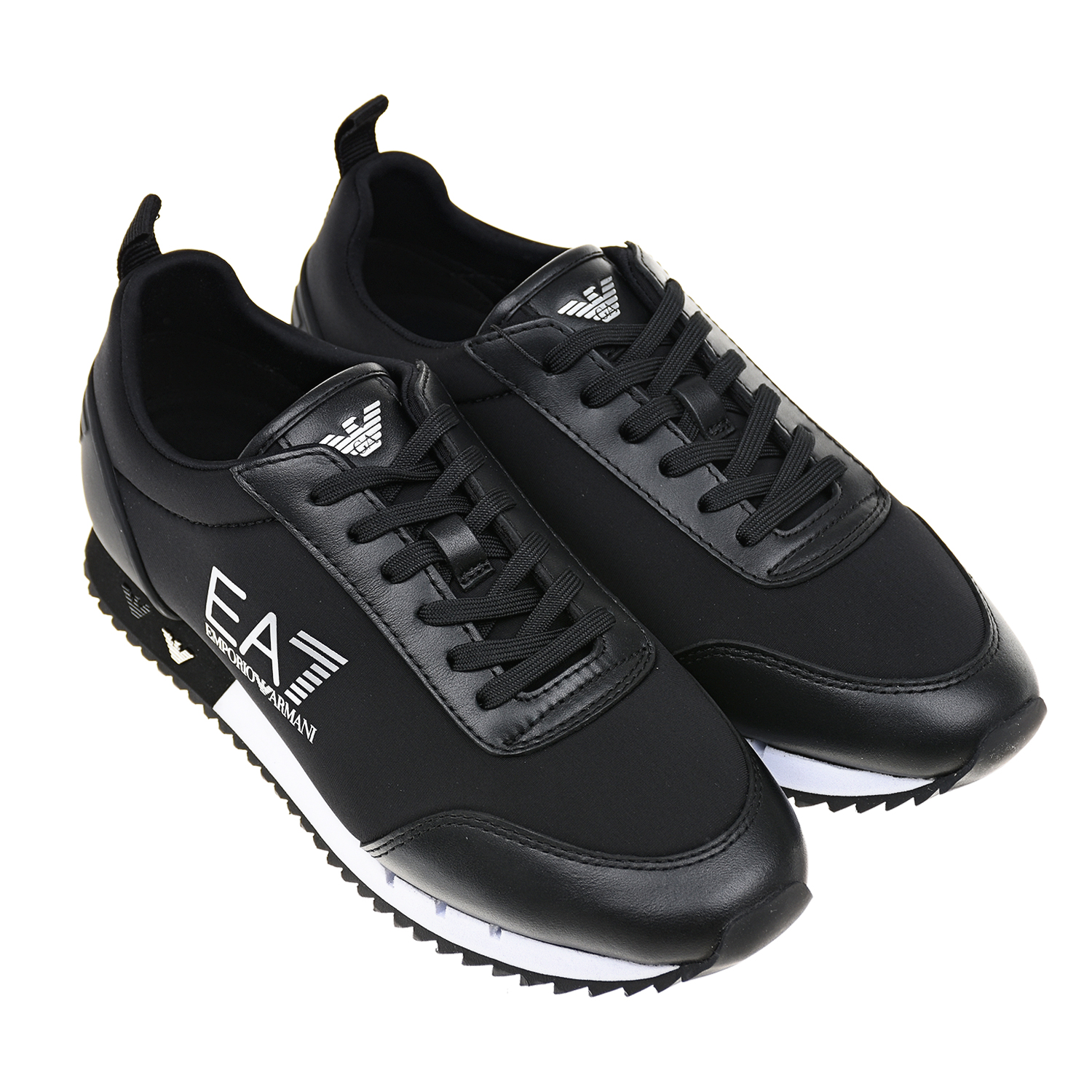 Черные кроссовки с белым логотипом Emporio Armani детские, размер 34, цвет черный - фото 1