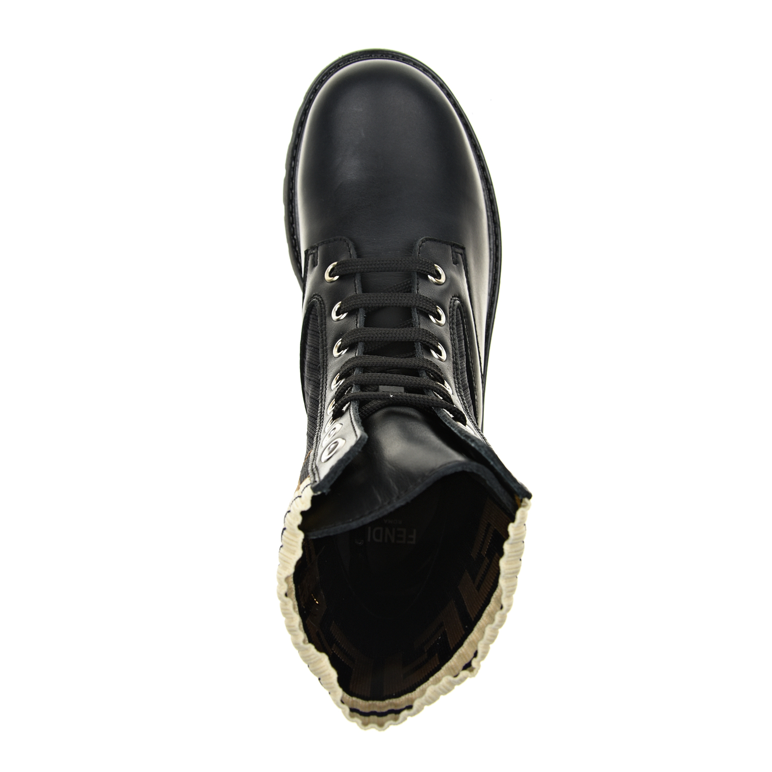 Высокие ботинки с трикотажным верхом Fendi детские, размер 35, цвет черный - фото 4