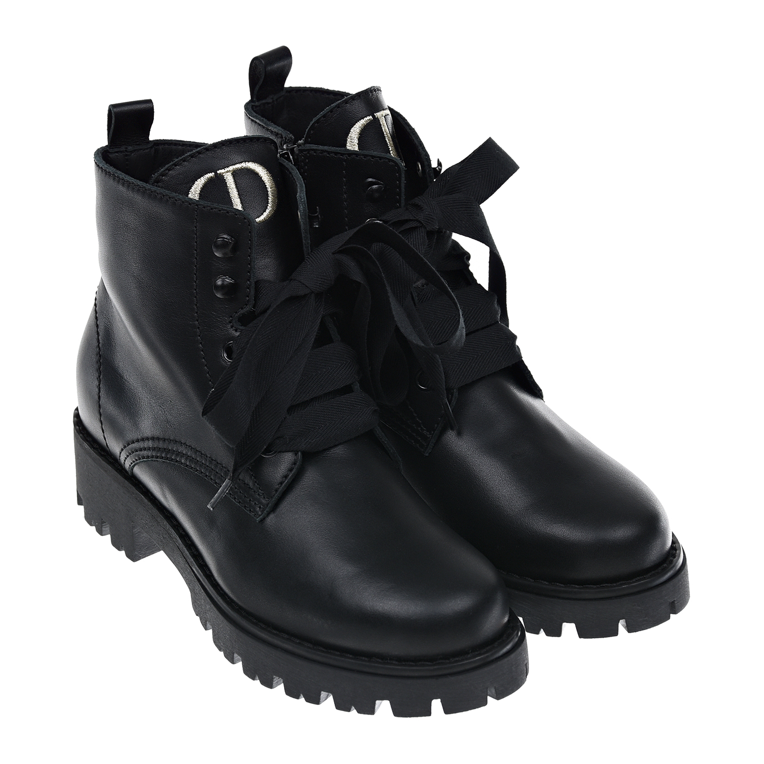 Черные ботинки с вышитым логотипом Dior детские, размер 32, цвет черный