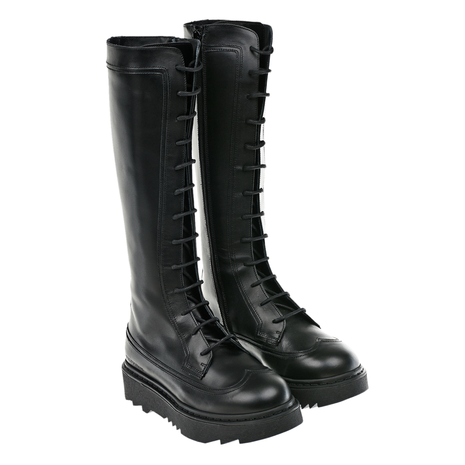 Высокие ботинки со шнуровкой Emporio Armani детские, размер 36, цвет черный - фото 1
