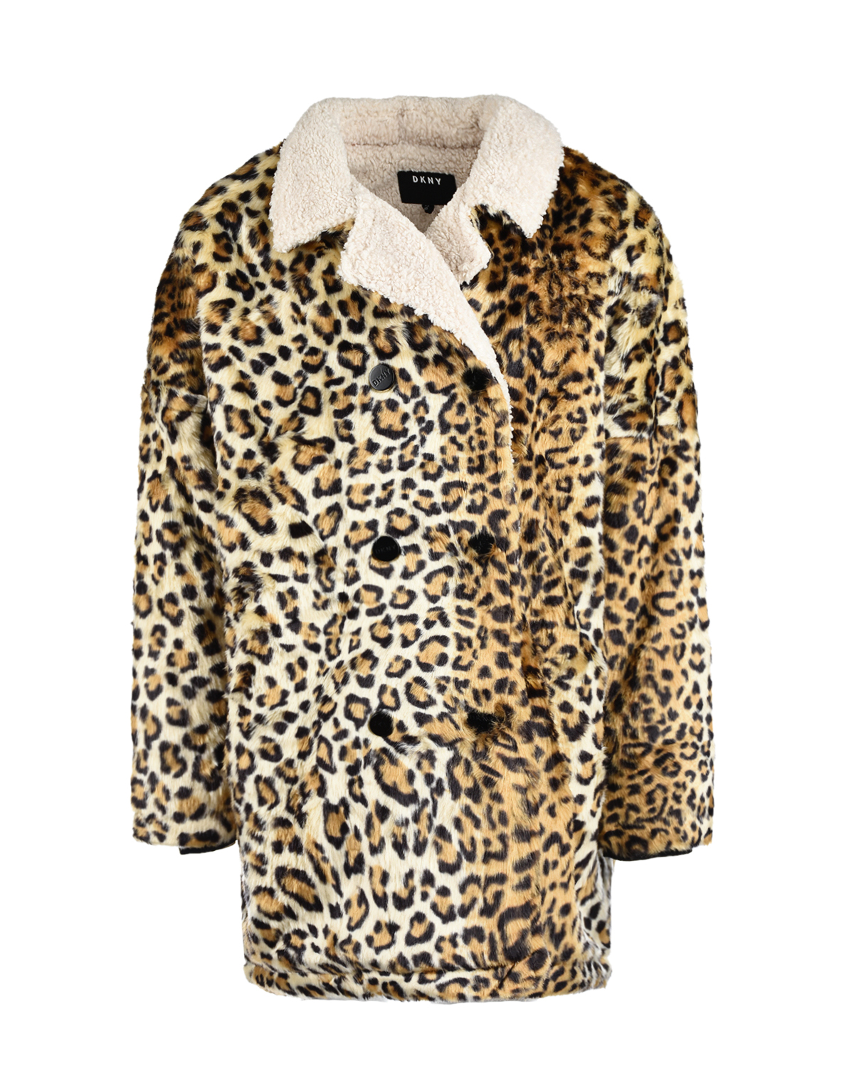 Полушубок с леопардовым принтом DKNY детский, размер 176, цвет леопардовый - фото 1