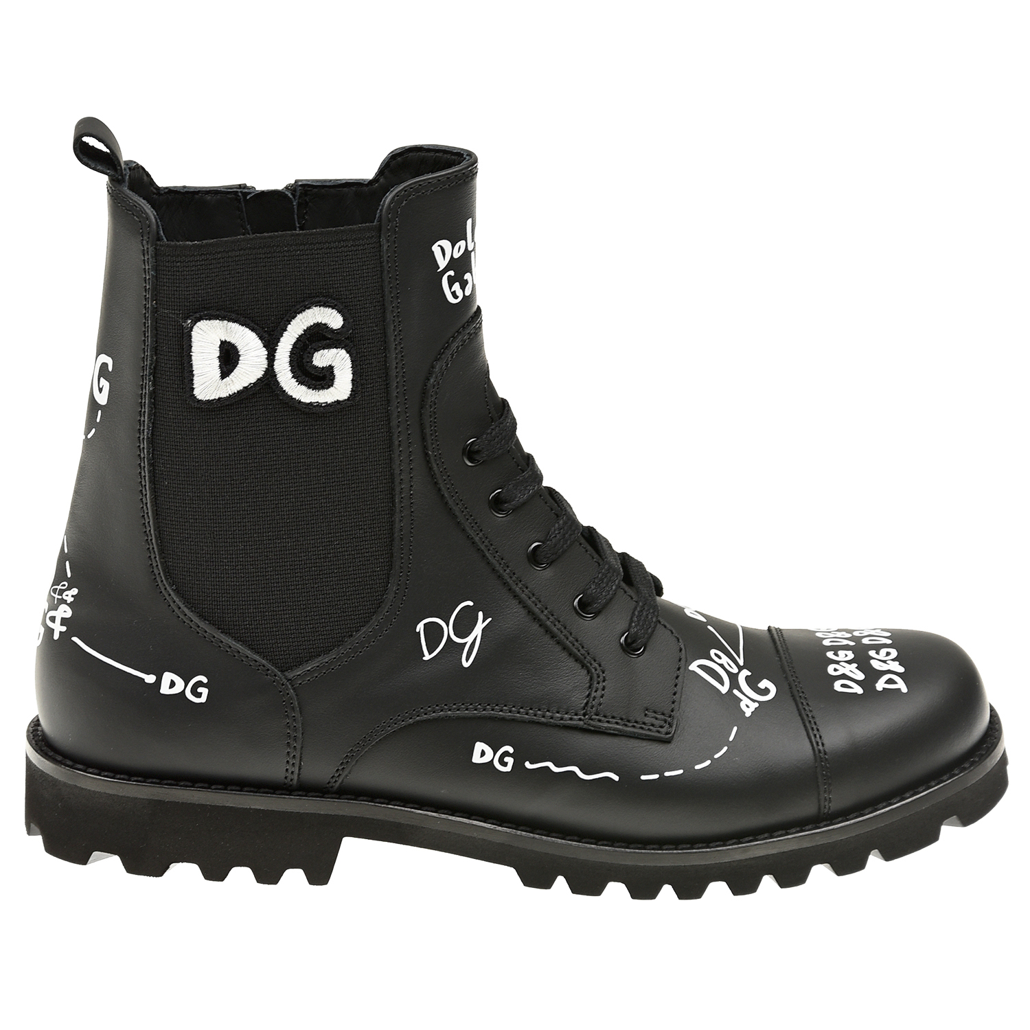 Кожаные ботинки с контрастным принтом Dolce&Gabbana детские, размер 27, цвет черный - фото 3