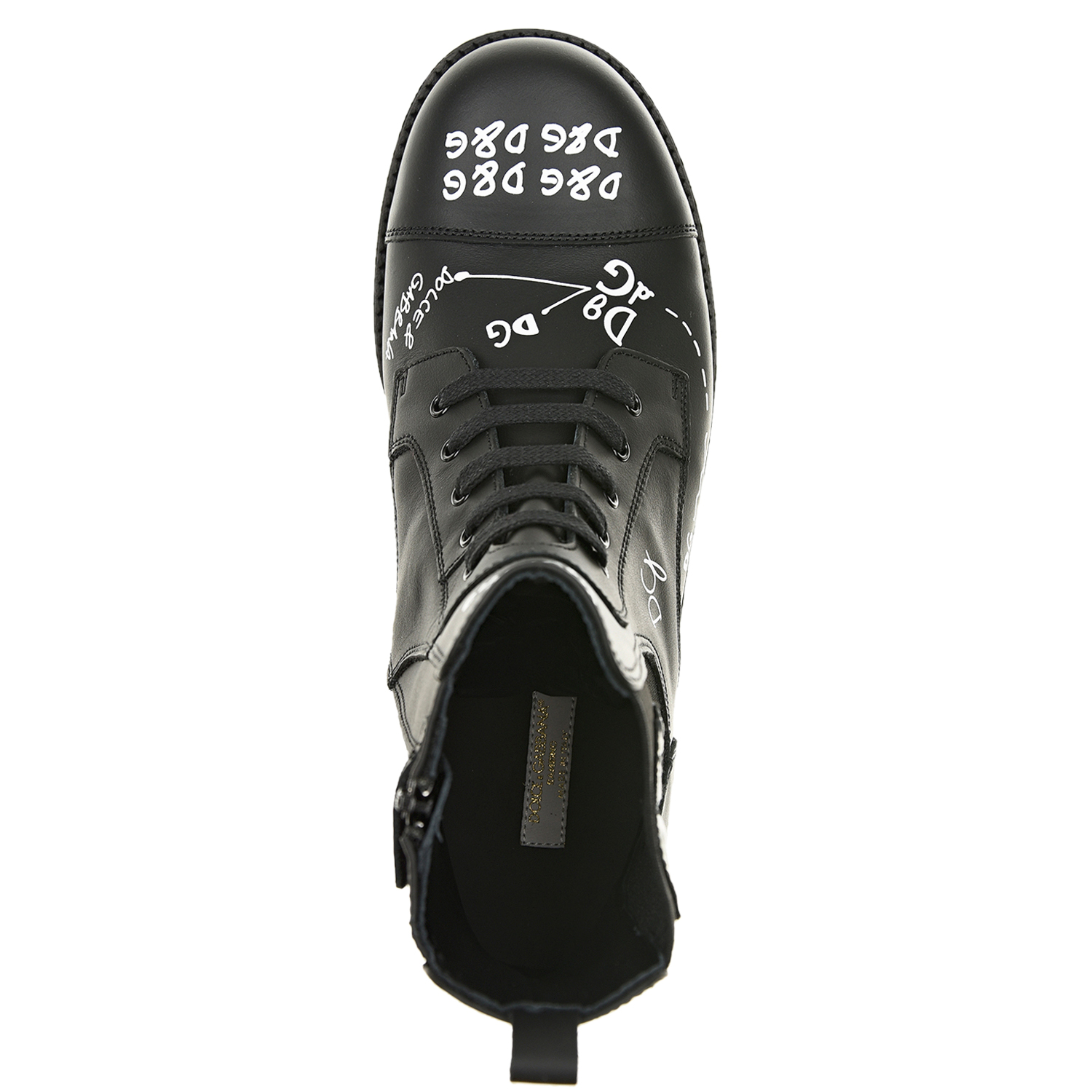Кожаные ботинки с контрастным принтом Dolce&Gabbana детские, размер 27, цвет черный - фото 6