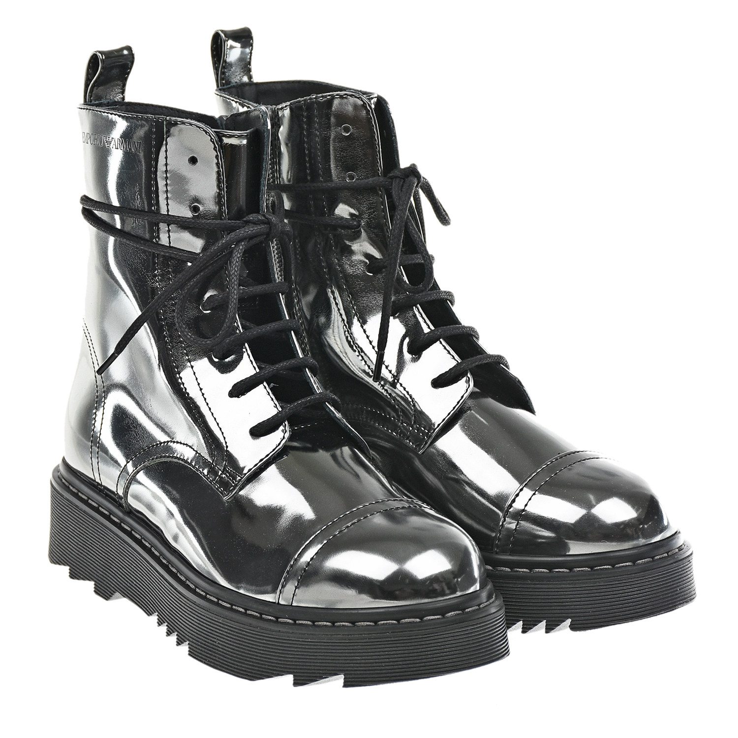 Высокие ботинки из кожи Emporio Armani детские, размер 34, цвет серебристый - фото 1