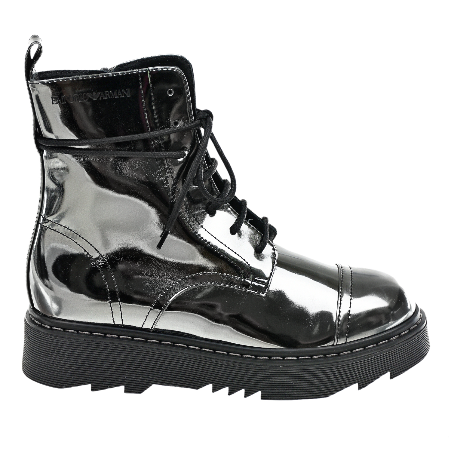 Высокие ботинки из кожи Emporio Armani детские, размер 34, цвет серебристый - фото 2