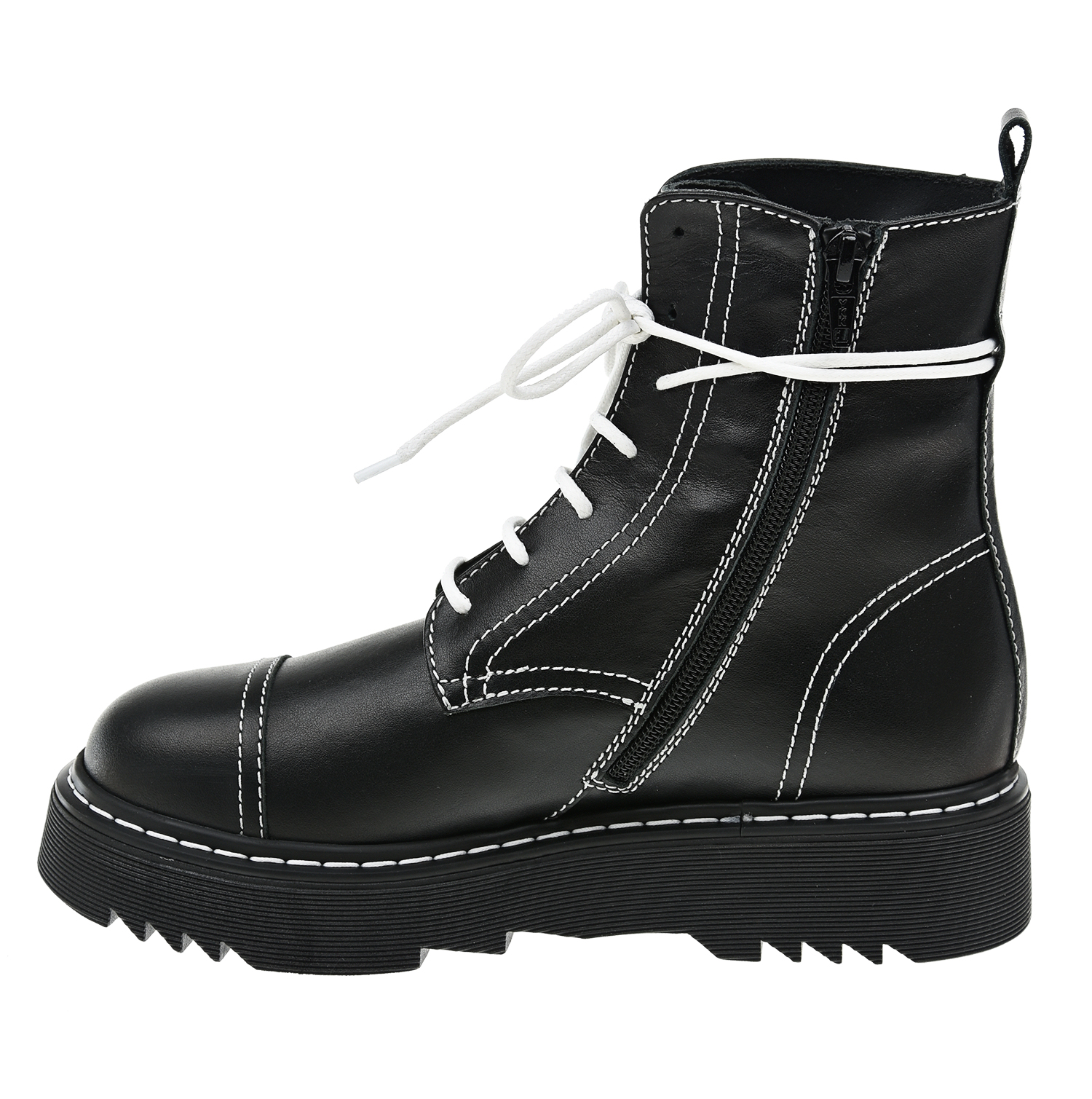 Высокие ботинки с белыми шнурками Emporio Armani детские, размер 34, цвет черный - фото 4