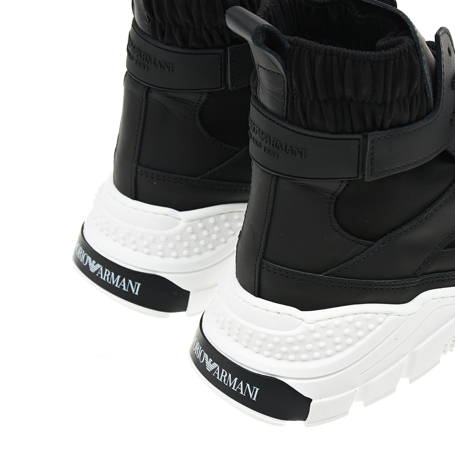 Высокие кроссовки на белой подошве Emporio Armani детские, размер 34, цвет черный - фото 6