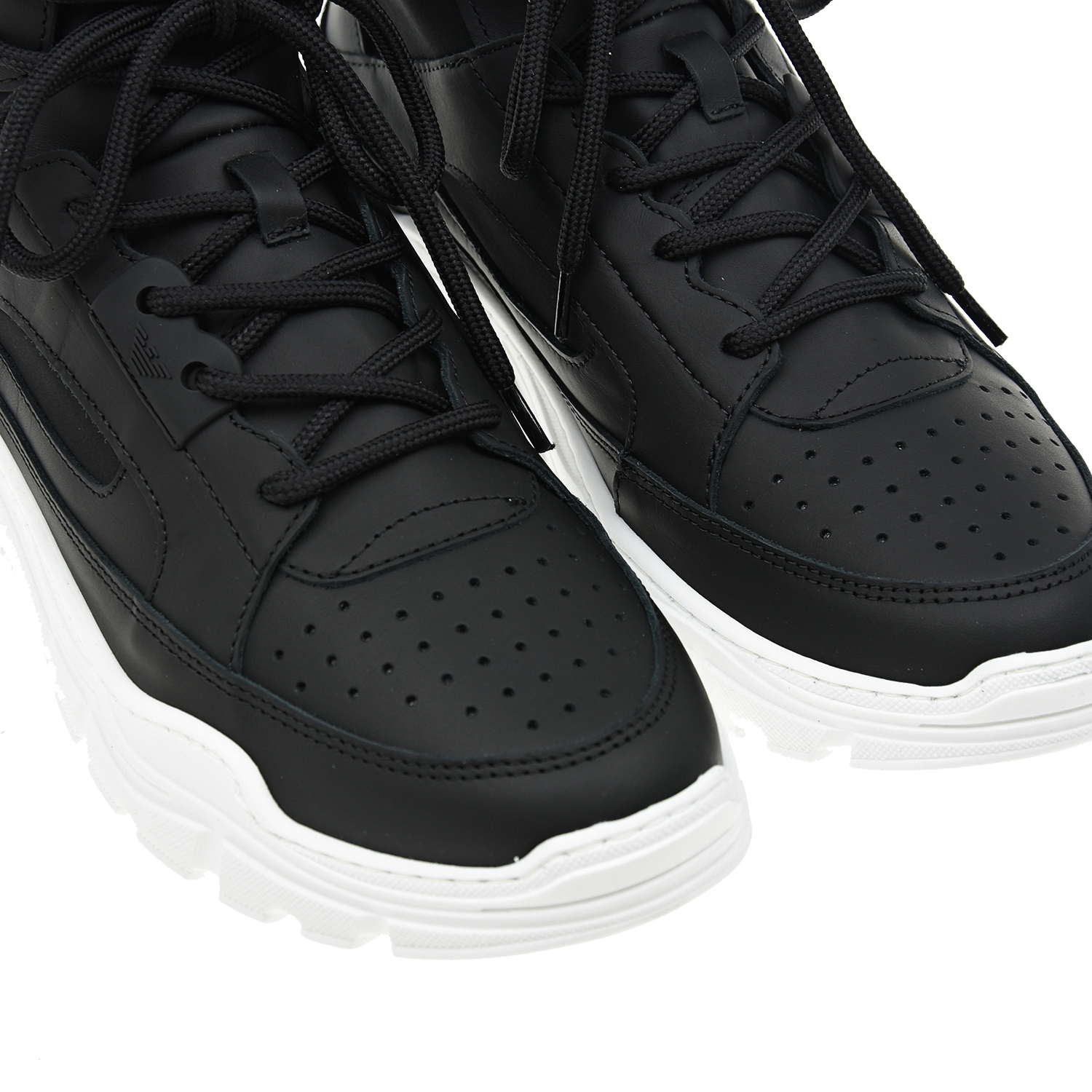 Высокие кроссовки на белой подошве Emporio Armani детские, размер 34, цвет черный - фото 7