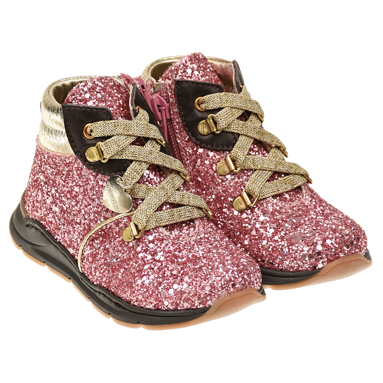 Розовые ботинки с глиттером Monnalisa детские, размер 22, цвет розовый - фото 1