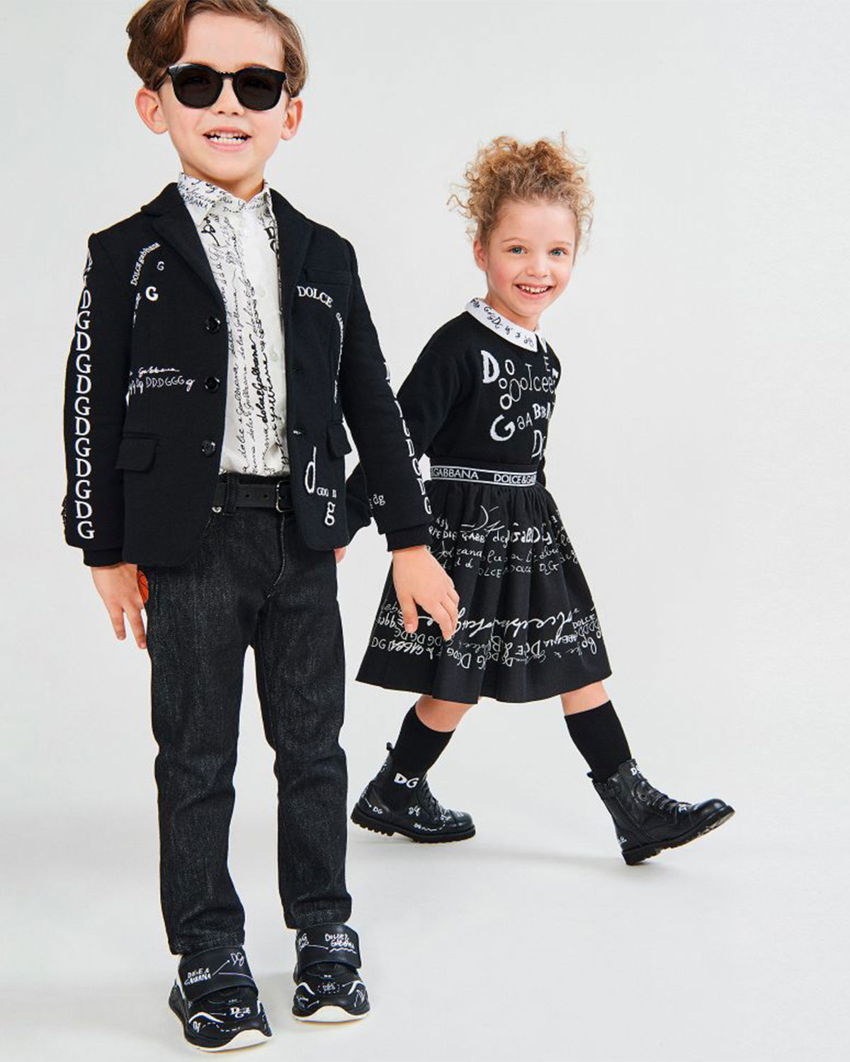 Кожаные ботинки с контрастным принтом Dolce&Gabbana детские, размер 27, цвет черный - фото 2
