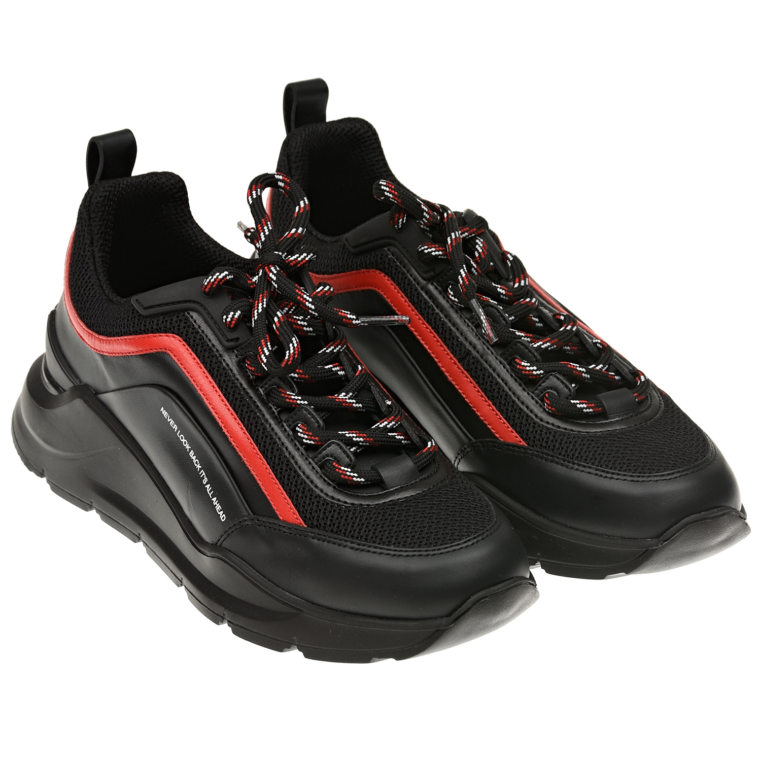 Черные кроссовки с красной отделкой MSGM детские, размер 36, цвет черный - фото 1