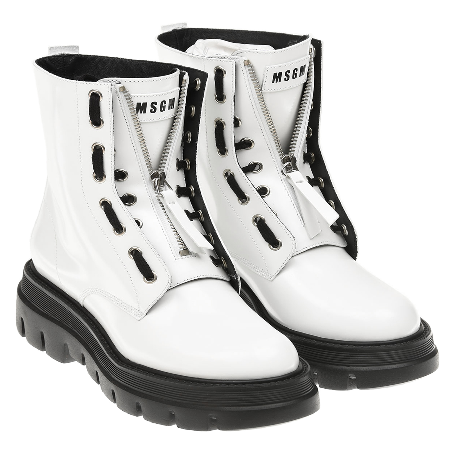 Белые ботинки из кожи с застежкой на молнии MSGM детские, размер 35, цвет белый - фото 1