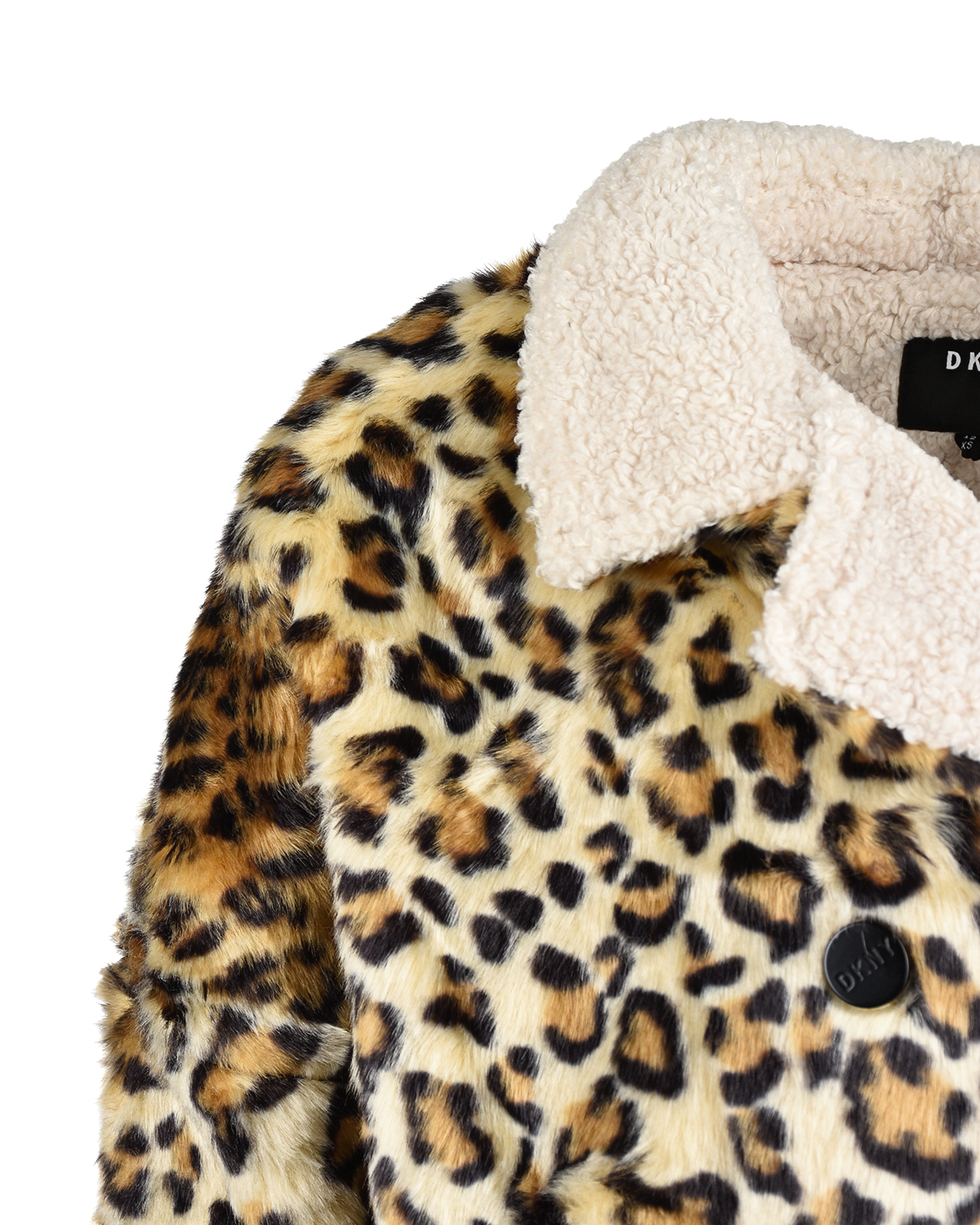 Полушубок с леопардовым принтом DKNY детский, размер 176, цвет леопардовый - фото 4