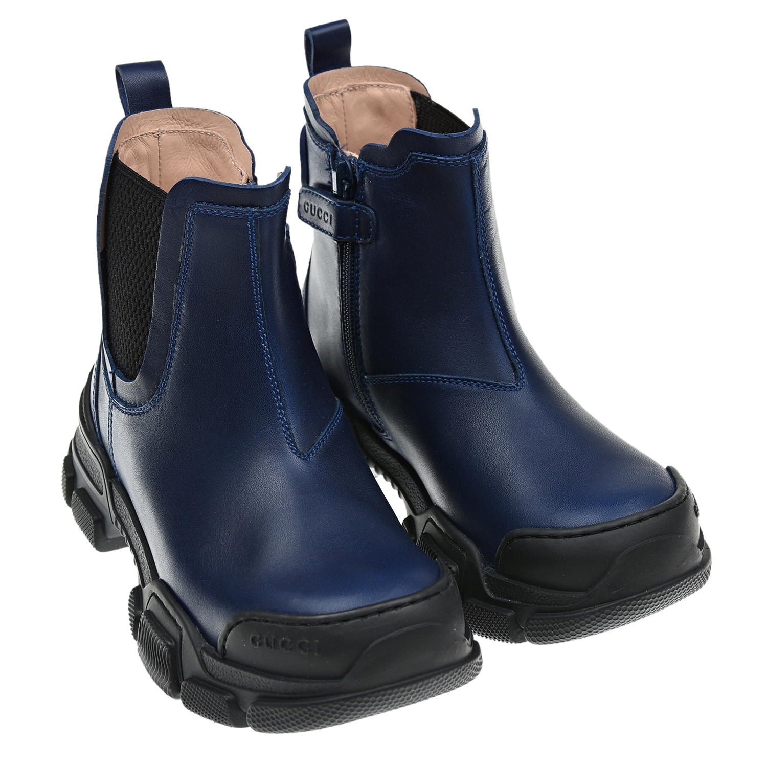 Синие ботинки на массивной подошве GUCCI детские, размер 27, цвет синий - фото 1