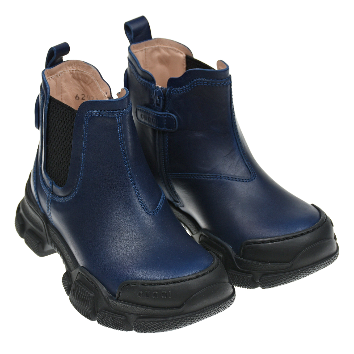 Темно-синие ботинки на массивной подошве GUCCI детское, размер 24, цвет синий - фото 1