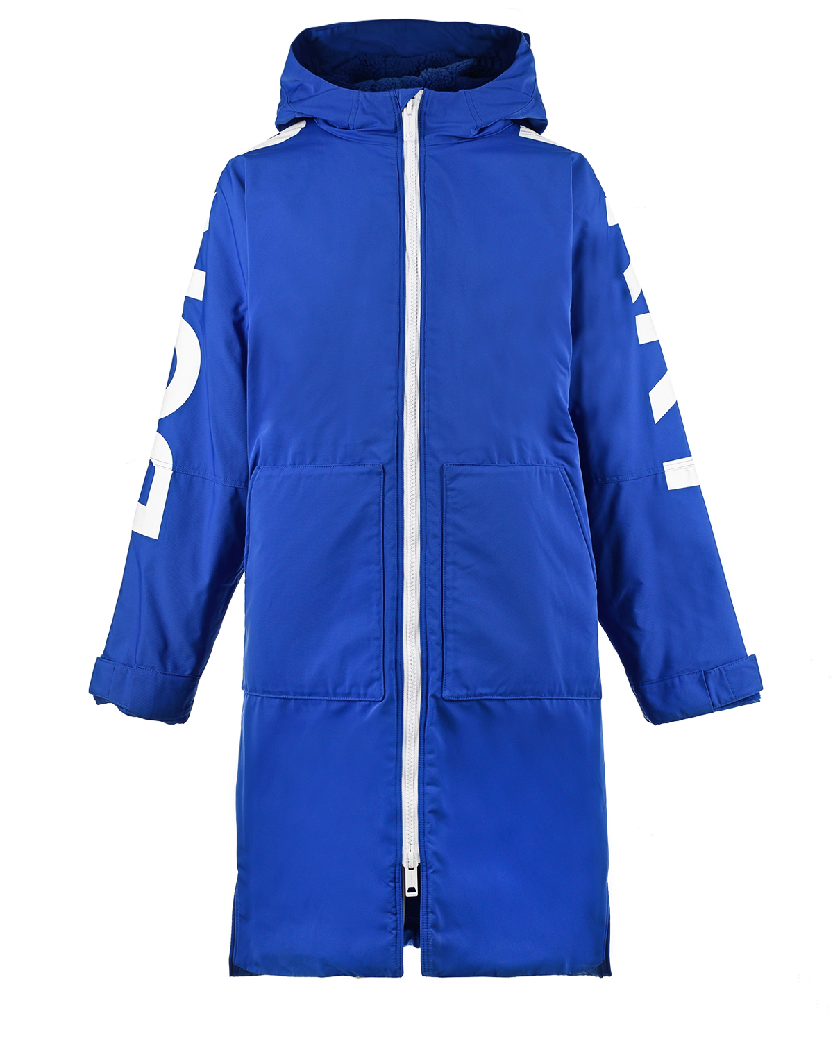 Синее пальто с капюшоном Burberry детское, размер 116, цвет синий - фото 1