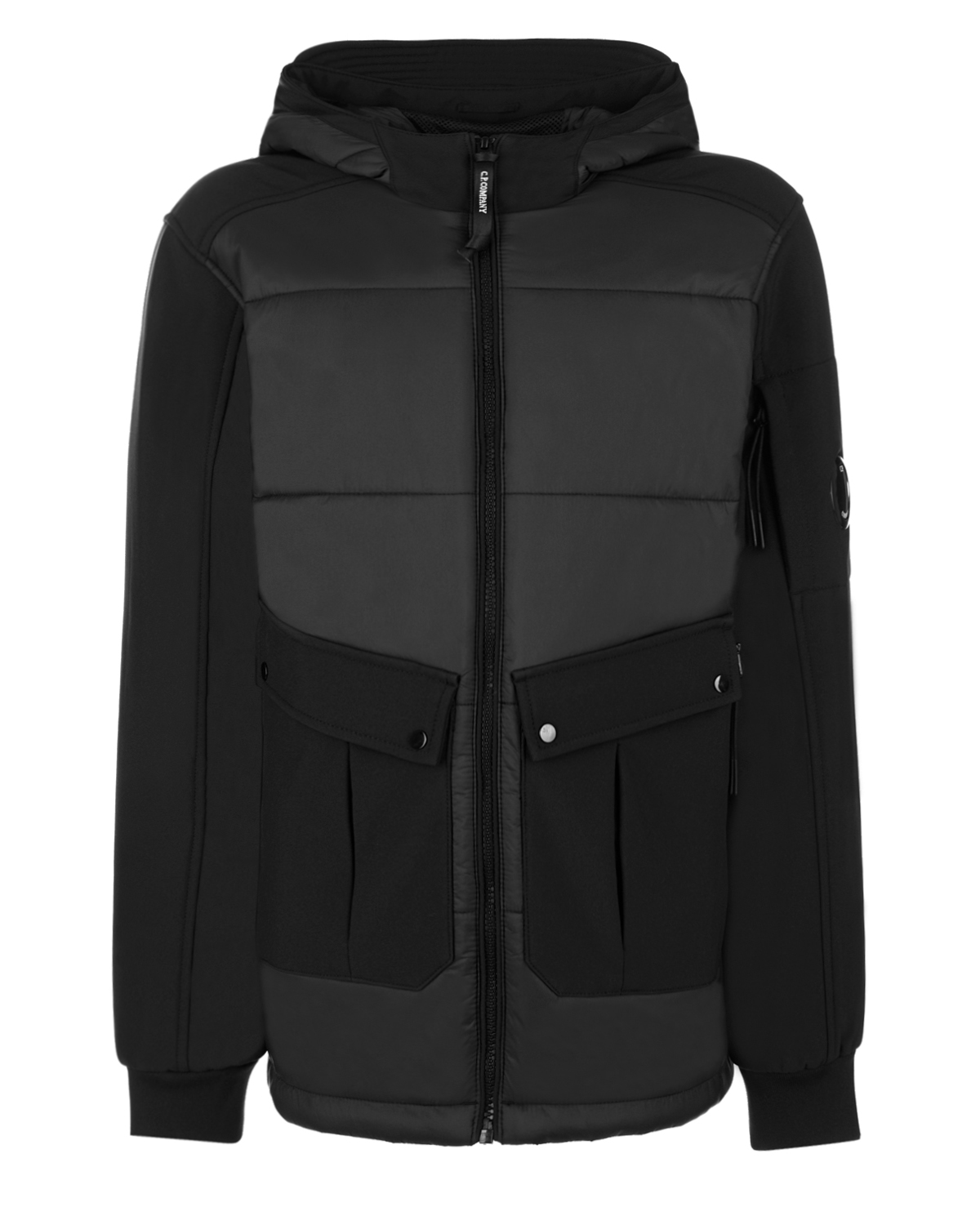 Черная куртка с капюшоном CP Company детская, размер 140, цвет черный - фото 1