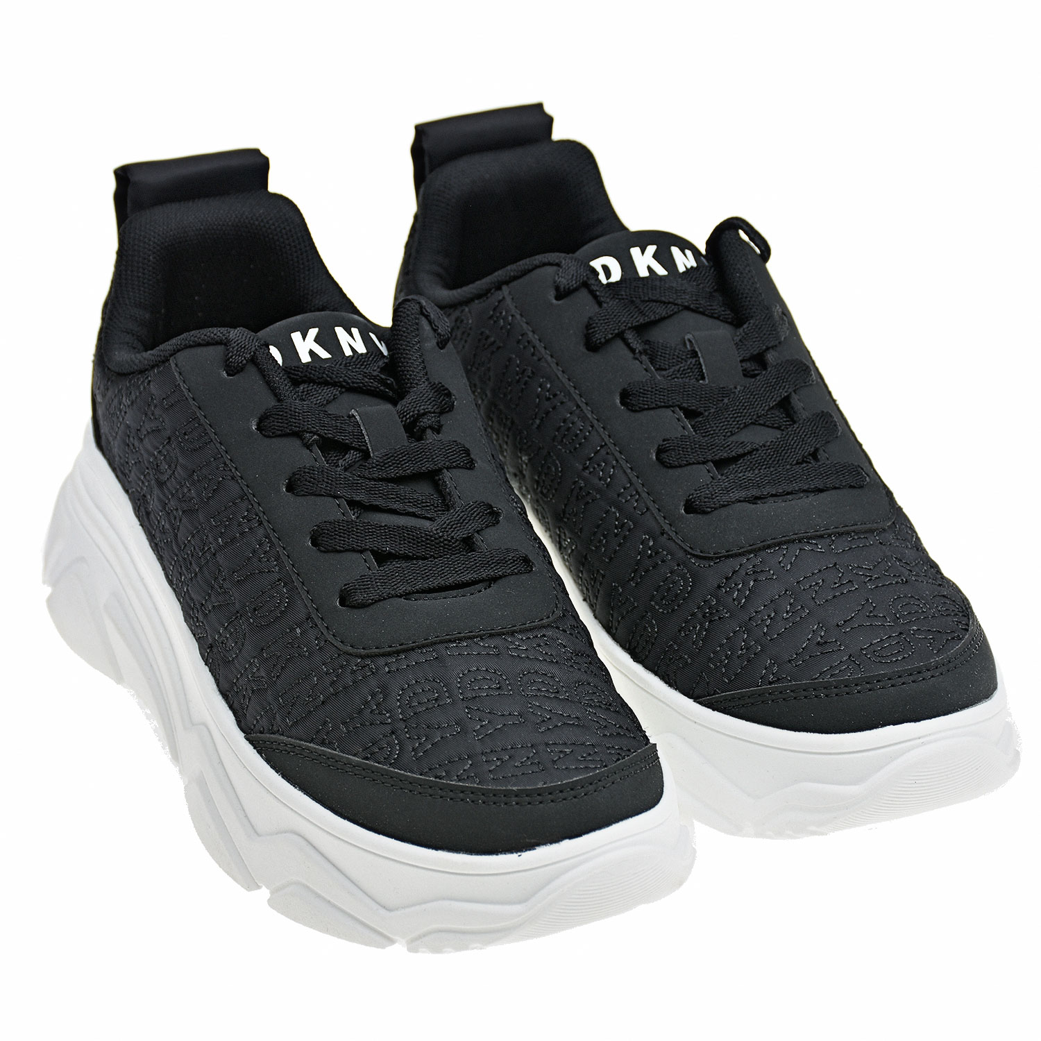 Черные кроссовки с белой подошвой DKNY детские, размер 34, цвет черный - фото 1