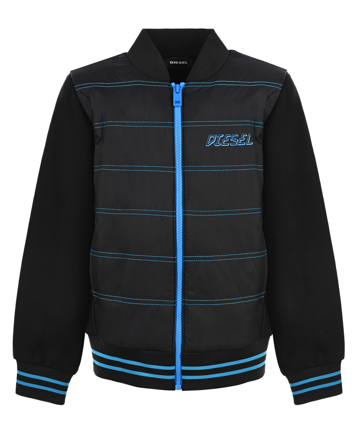 Утепленная спортивная куртка Diesel детская, размер 140, цвет черный - фото 1
