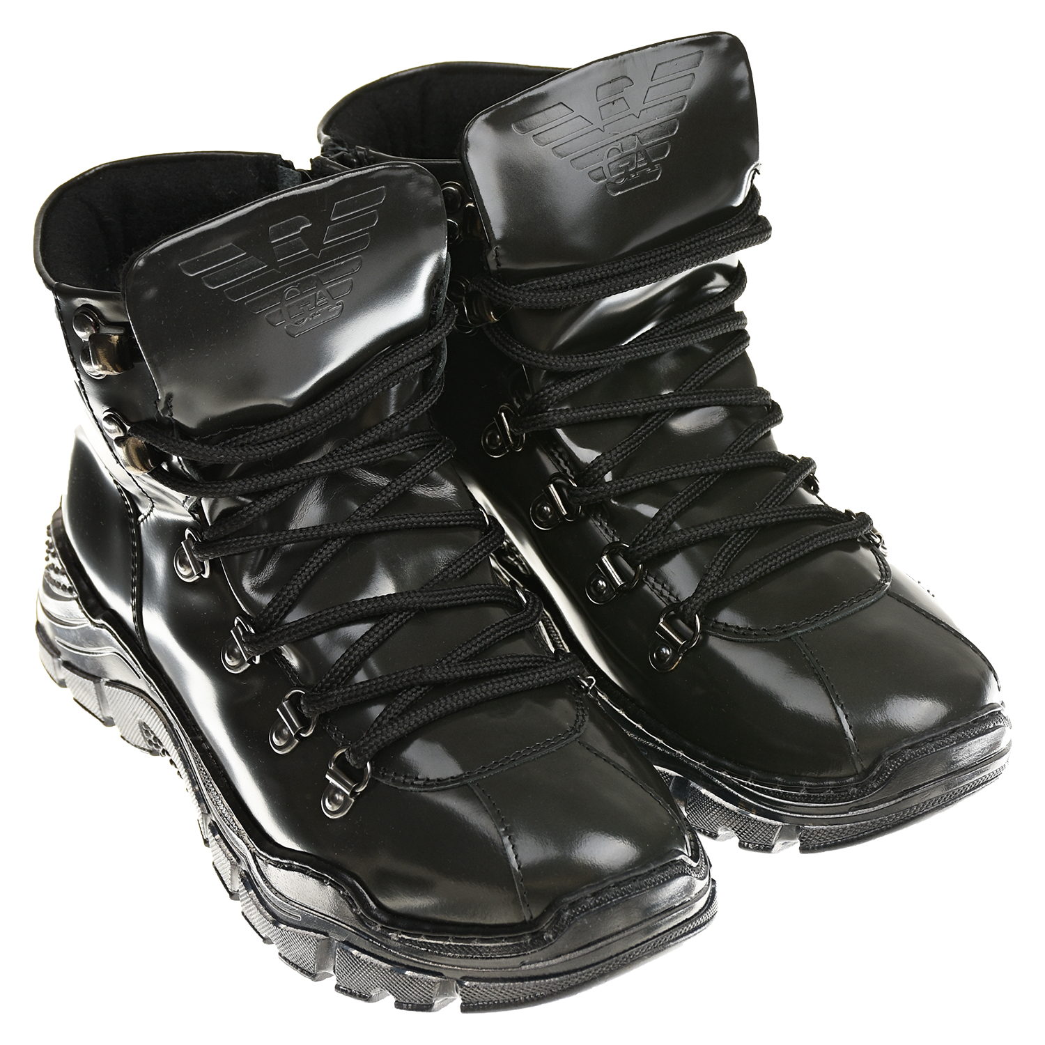 Черные высокие кроссовки Emporio Armani детские, размер 36, цвет черный - фото 1